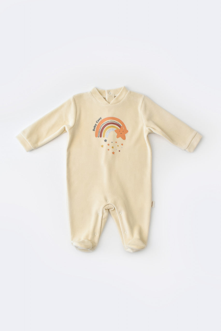 Salopeta Curcubeu cu maneca lunga si botosei din 80%bumbac organic si 20% poliester - , BabyCosy